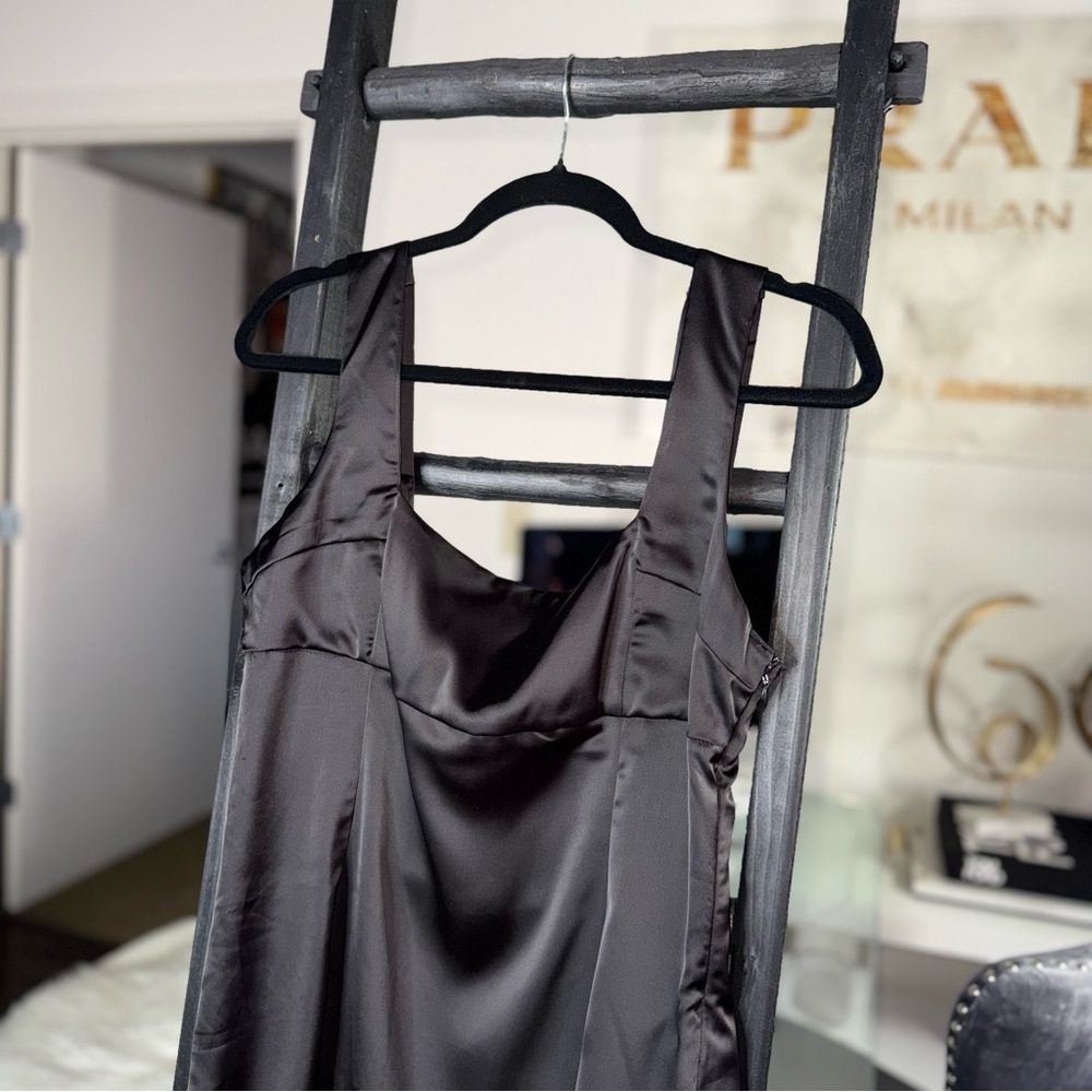 Urban Outfitters Bri Double Bow Satin Mini Dress Black Womens Large EUC $59 - Picture 5 of 12